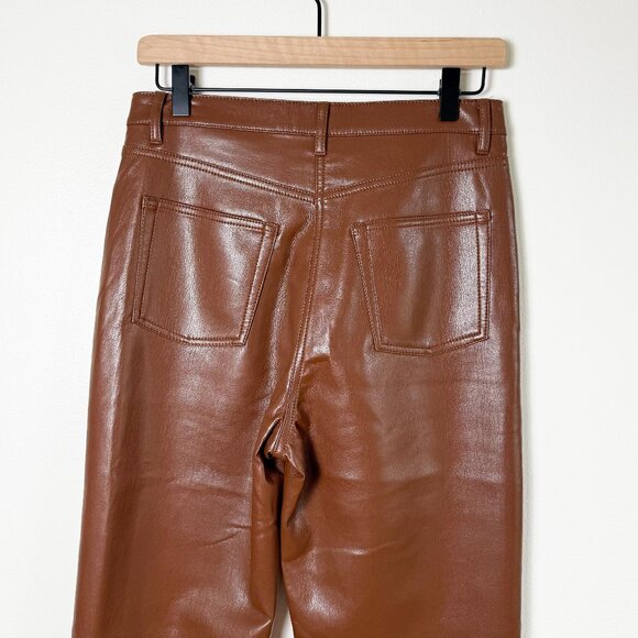 NWOT Aritzia WILFRED Melina Cognac Brown Vegan Leather Trousers Pants Size 6 - Picture 10 of 13